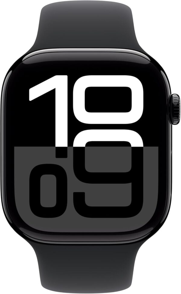 Apple Watch Series 10 [GPS 46mm case] Smartwatch with Jet Black Aluminium Case with Black Sport Band - M/L. Fitness Tracker, ECG App, Always-On Retina Display, Water Resistant - Image 4