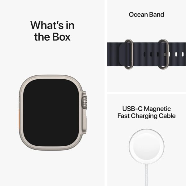 Apple Watch Ultra [GPS + Cellular 49mm] Titanium Case with Midnight Ocean Band, One Size - Image 9